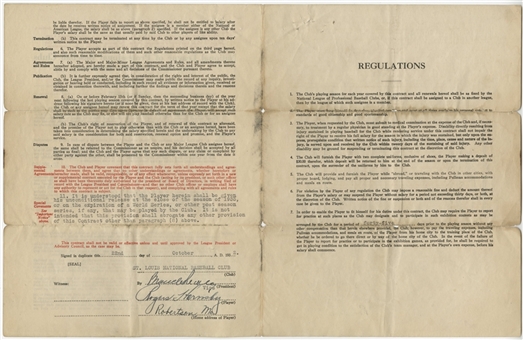 1932 Rogers Hornsby Signed St. Louis National Baseball Club Contract for 1933 Season (PSA/DNA)